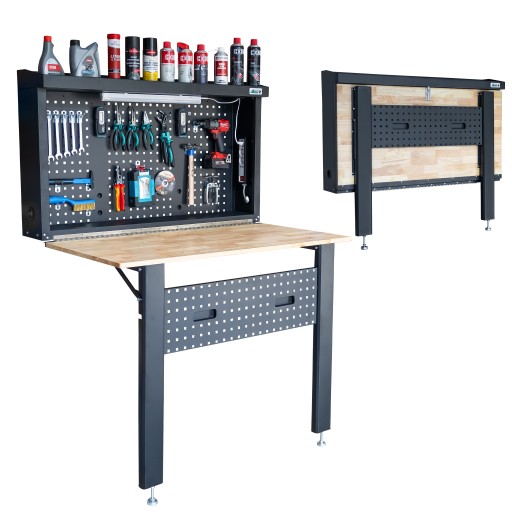РОЗКЛАДНИЙ ГАРАЖНИЙ РОБОЧИЙ СТІЛ зі світлодіодною лампою та розетками FR4021