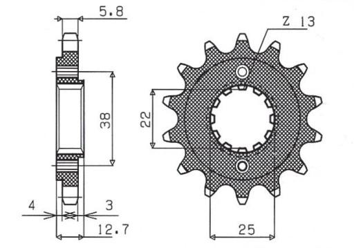 SUN35915 - ПЕРЕДНЯЯ ЗВЕЗДОЧКА SUNSTAR 511 15 KAWASAKI KLR 650 '90-'14