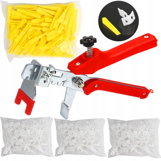 СИСТЕМА ВЫРАВНИВАНИЯ ПЛИТКИ ЗАЖИМЫ ДЛЯ ПЛИТКИ РУЧКА НАБОР ЩИПЦОВ 400 ШТ.