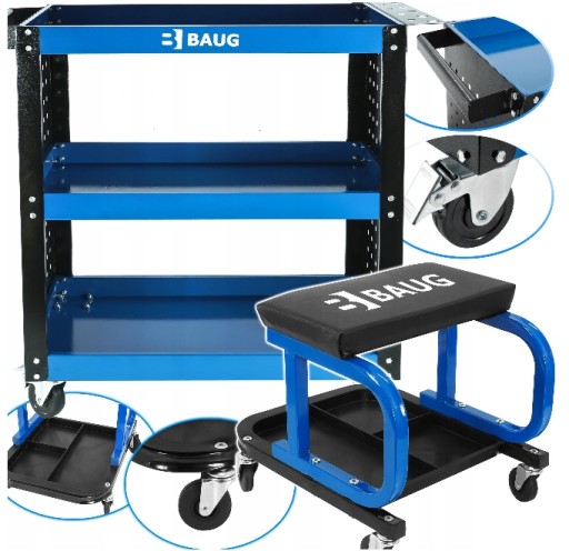 ГАРАЖНА ШАФА СЕРВІС ПЕРЕНОСНА ПОЛИЦЯ БАУГ ТАБУРЕТ