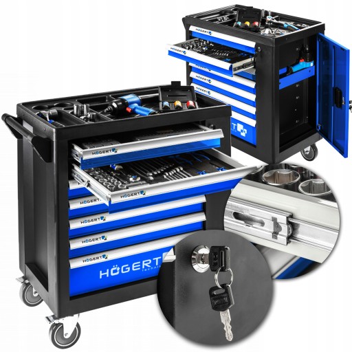 Тележка мастерской 7 ящиков ХОГЕРТ шкафа инструмента ХТ7Г049 про стальная