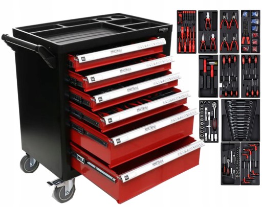 СЕРВІСНА ІНСТРУМЕНТАЛЬНА ШАФА МАЙСТЕРНЯ ВІЗОК 263 ІНСТРУМЕНТИ КОЛЕСА З БЛОКУВАННЯМ