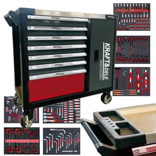 ИНСТРУМЕНТАЛЬНЫЙ ШКАФ ИНСТРУМЕНТАЛЬНАЯ ТЕЛЕЖКА С 7 ЯЩИКАМИ 299 КЛЮЧЕЙ EL KD1068