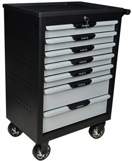 ИНСТРУМЕНТАЛЬНЫЙ ШКАФ ТЕЛЕЖКА ДЛЯ МАСТЕРСКОЙ 7 ящиков. СЕРЕБРО FR4037 Фарис