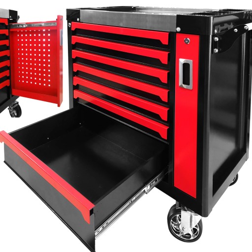 ШКАФ ДЛЯ МАСТЕРСКОЙ, ТЕЛЕЖКА ДЛЯ ОБСЛУЖИВАНИЯ ИНСТРУМЕНТОВ, 7 ЯЩИКОВ, 2 ОТДЕЛЕНИЯ ДЛЯ ХРАНЕНИЯ.