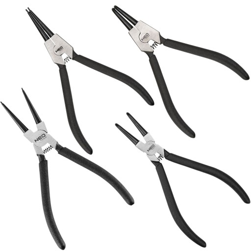 Плоскогубці для стопорних кілець набір 4шт вигнуті прямі NEO