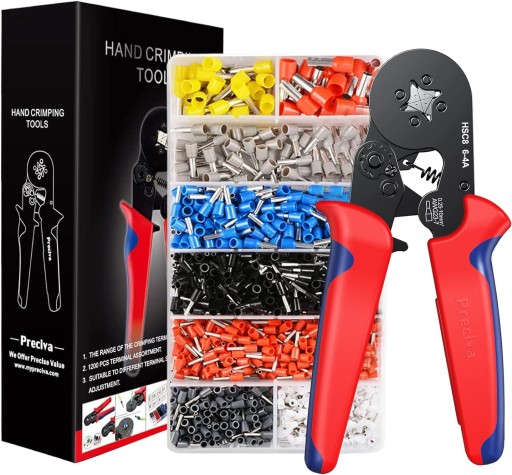 Клещи для обжима кабельных гильз, инструмент для обжима + набор гильз 1200 шт.