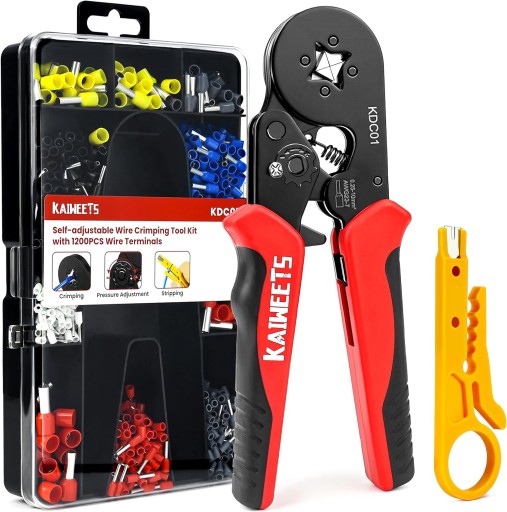 Клещи для обжима кабельных гильз, инструмент для обжима кабельных гильз + набор гильз 1200 шт.