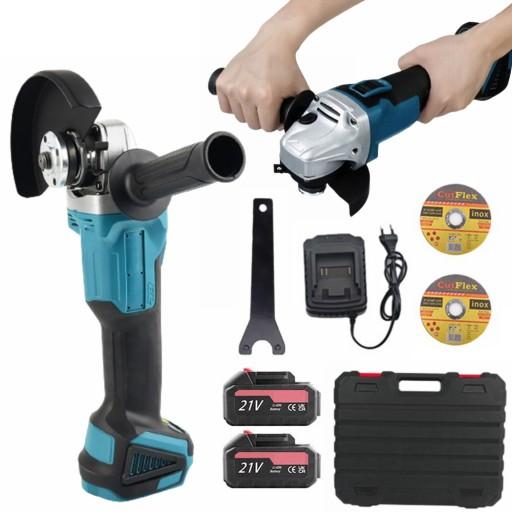 АКУМУЛЯТОРНА КУТОВА ШЛІФУВАЛЬНА МАШИНА 21 В 860 ВТ 2 АККУМУЛЯТОРНІ ДИСКІ + КЕЙС