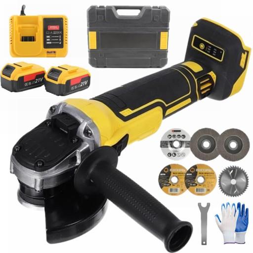 АКУМУЛЯТОРНА КУТОВА ШЛІФУВАЛЬНА МАШИНА БЕЗЩІТОЧНА ГУМА 2x АКУМУЛЯТОР 5x ДИСК