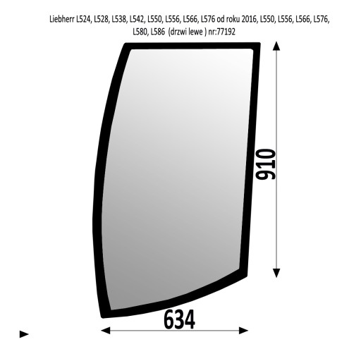 9777192 - СТЕКЛО ДВЕРИ ЛЕВОЕ LIEBHERR 524 538 556 566 580
