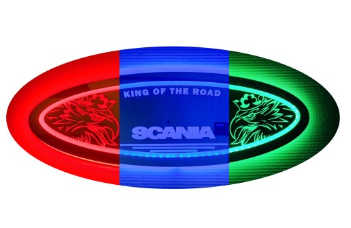 Дзеркало Scania LED, логотип на задній стінці, над ліжком S02-RGB