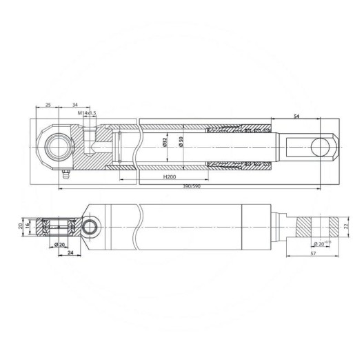 687SMN232200 - Гидравлический цилиндр бизона