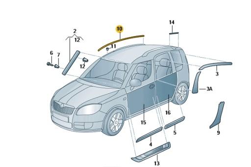 5J7853701B9B9 - Skoda Roomster рейки даху OE 5J785370 (1/2) B9B9