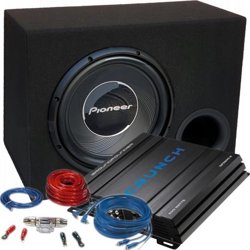 Басова коробка Pioneer 1400W + Crunch GPX + кабелі