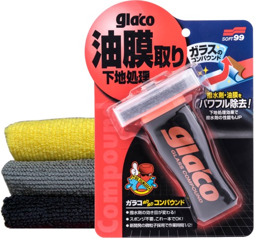 Soft99 GLACO GLASS COMPOUND 100ml микрофибра 3шт.
