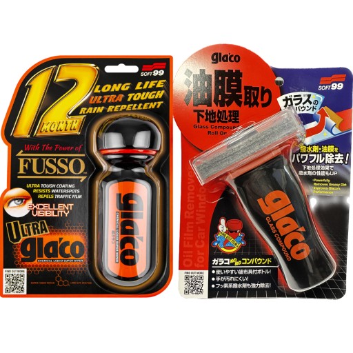 Soft99 Ultra Glaco + Glass compound підготовка + рідкий склоочисник