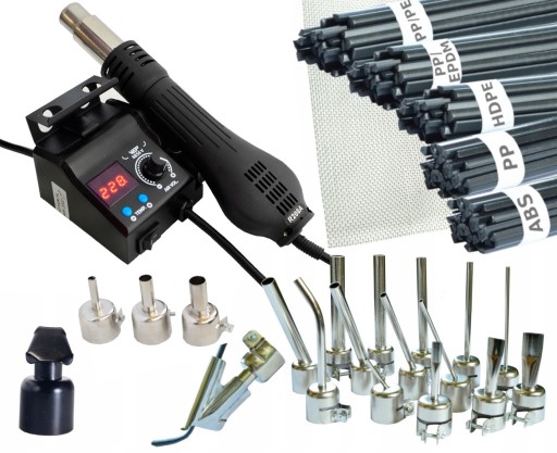 Апарат для зварювання пластику HOTAIR WEP 8858-V 480°C 700 Вт 1-120 л/м + пластикові насадки