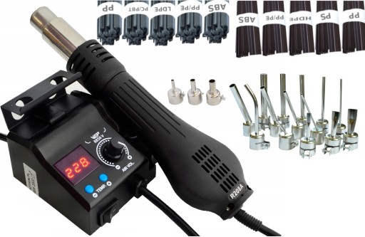 Аппарат для сварки пластика HOTAIR WEP 8858-V 480°C 700Вт 120л/м 17 насадок Связующие материалы 1кг