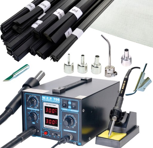 Апарат для зварювання пластику HOTAIR WEP 706 + GROTÓWKA 6 сопел, АЛЕ сітка 0,6 кг.