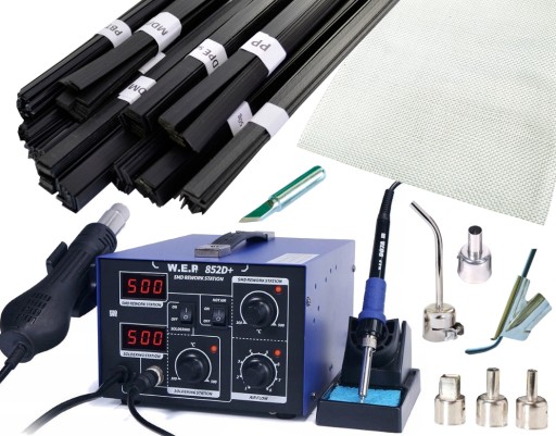 Апарат для зварювання пластику HOTAIR WEP 852D+ +GROTÓWKA 6 насадок Сітка 0,6 кг Сполучні