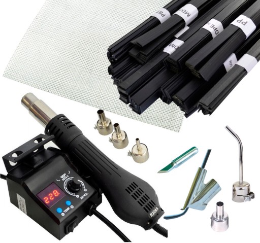 Апарат для зварювання пластику HOTAIR WEP 8858-V + 6 насадок АЛЕ сітка 0,6 кг.