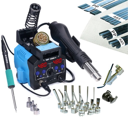 HOTAIR WEP 938BD-III 775W T12 сварочный аппарат для пластика +20 насадок пластиковая сетка