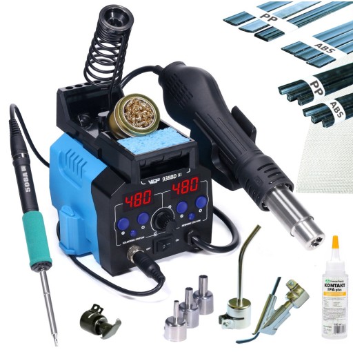 Апарат для зварювання пластику HOTAIR WEP 938BD-III T12 +7xNozzle Plastic Mesh