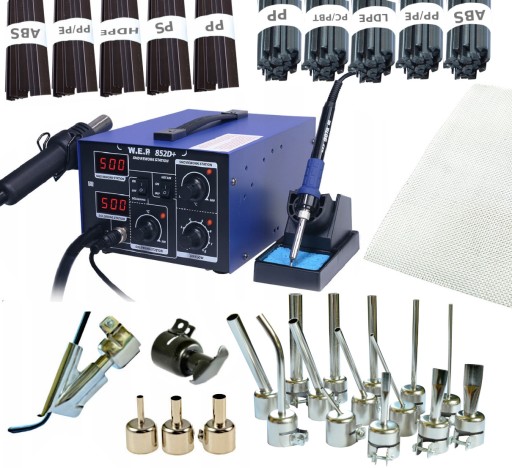 Сварщик пластика WEP 852D + насадка 20х + НО, утюг, 1 кг пластика, сетка