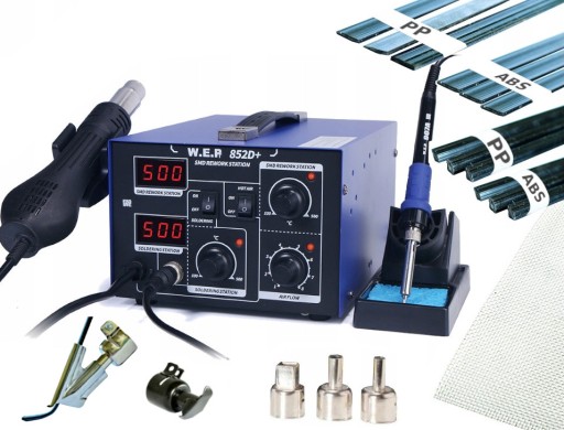 Апарат для зварювання пластику WEP 852D+ + насадка 6х АЛЕ, залізо, пластик, сітка