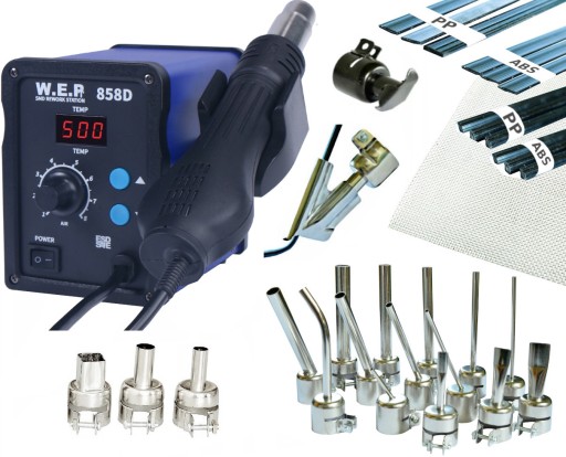 Апарат для зварювання пластику WEP 858D 20х насадка + АЛЕ, залізо, пластик, сітка