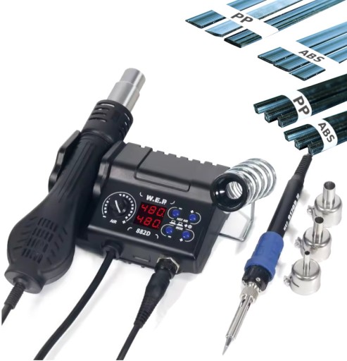 Апарат для зварювання пластику WEP 882D HOTAIR GROTÓWKA + 3 насадки пластик 1-120 л/хв.