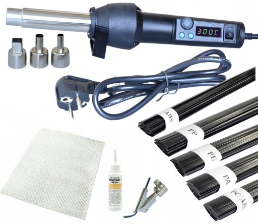 Апарат для зварювання пластику WEP 8858-I + 3х насадка, А, пластик, сітка, IPA