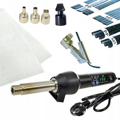 Апарат для зварювання пластику WEP 8858-I + 3х насадка + А, залізо, сітка, пластик