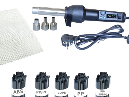 Апарат для зварювання пластику WEP 8858-I, насадка 3х, набір пластик, сітка