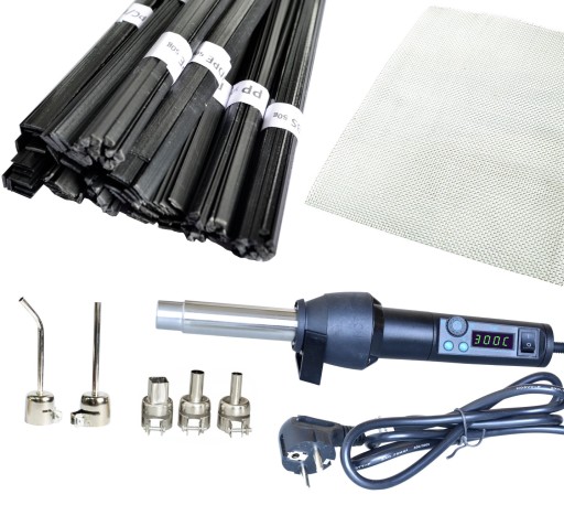 Аппарат для сварки пластика WEP 8858-I + набор из 5 насадок, пластик, сетка