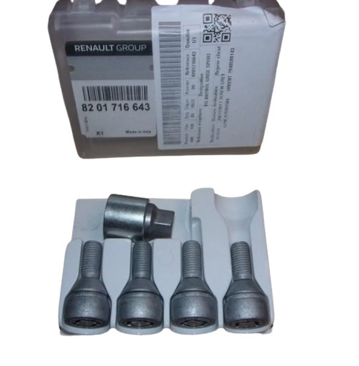 Колесные болты 8201716643 Комплект противоугонной системы Renault Dacia Original
