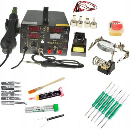 Блок питания для паяльной станции HOTAIR WEP 853D 15В/1А + УВЕЛИЧИТЕЛЬНОЕ НАКОНЕЧНИК TIN FLUX