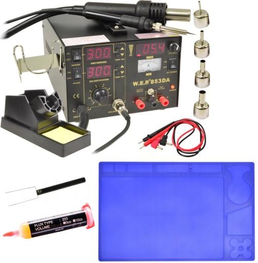 Паяльная станция HOTAIR WEP 853DA, блок питания 15В/1А +Flux 223, силиконовый коврик