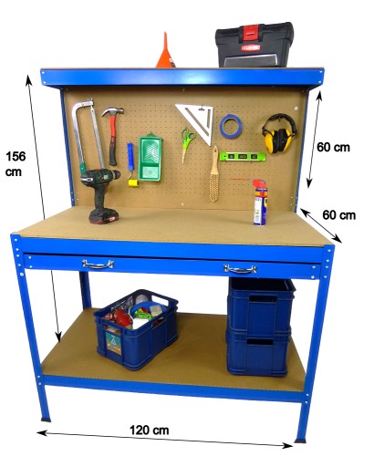 Верстак, стіна, Вішалки, ящик 120x60x156 см