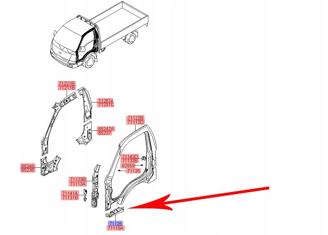 711254E000 - Порог порога Киа К2500 ПУ 2006-к2900 оригинал