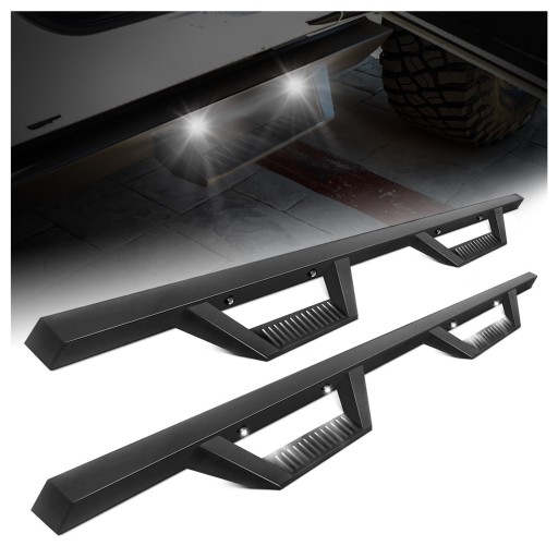 Боковые подножки с подсветкой, трубчатые пороги на DODGE RAM 1500 CREW CAB 2019-
