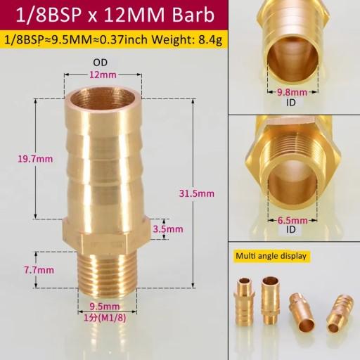 5714652993102 - Стиль 1l8BSP, 12 мм, штуцер, 10 шт., штуцер BSP, медный разъем