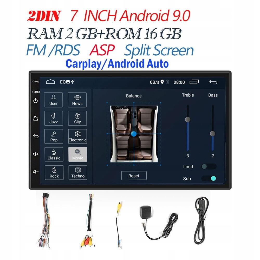 Стиль 7 2 16 символов Android 9.0 2 Din радио автомобиль