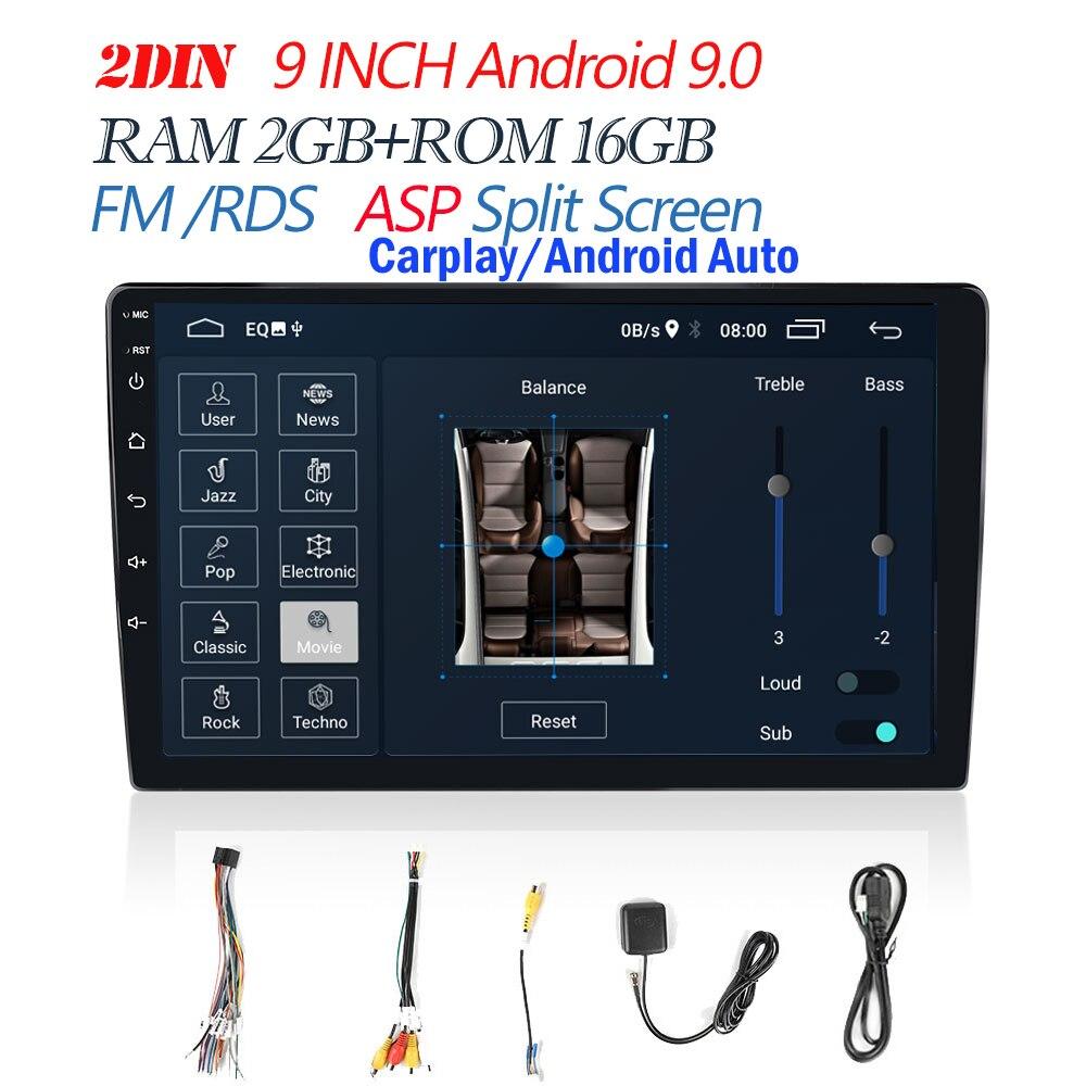 Стиль 9 2 16 символов Android 9.0 2 Din радио автомобиль