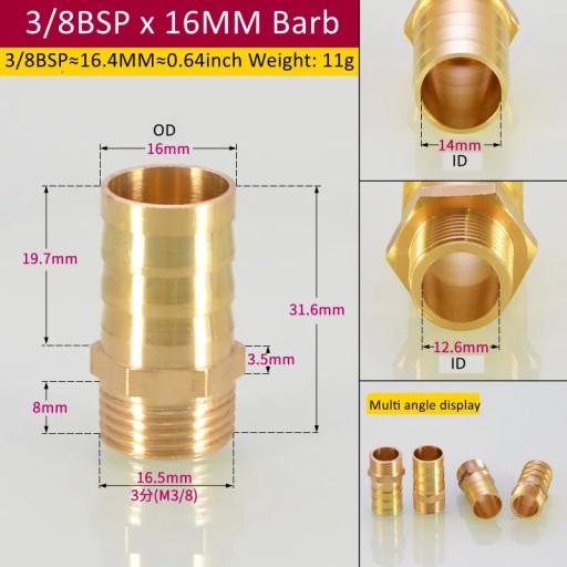 5714652993287 - Колючий стиль 3l8BSP 16 мм 10 шт. BSP мужской фитинг медный разъем