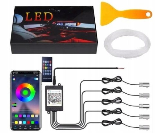 Оптическое волокно EL wire LED RGB ambient дистанционное управление App auto