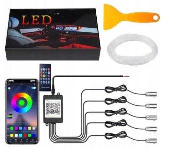 Оптическое волокно EL wire LED RGB ambient дистанционное управление App auto