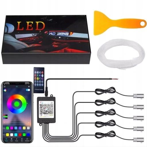 Оптичне волокно LED RGB ambient El wire дистанційне керування app auto