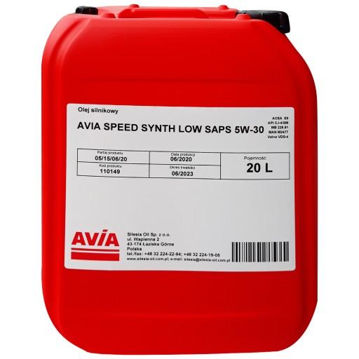 Масло моторное синтетическое Avia Speed ​​Synth LOW SAPS 5w30 20л